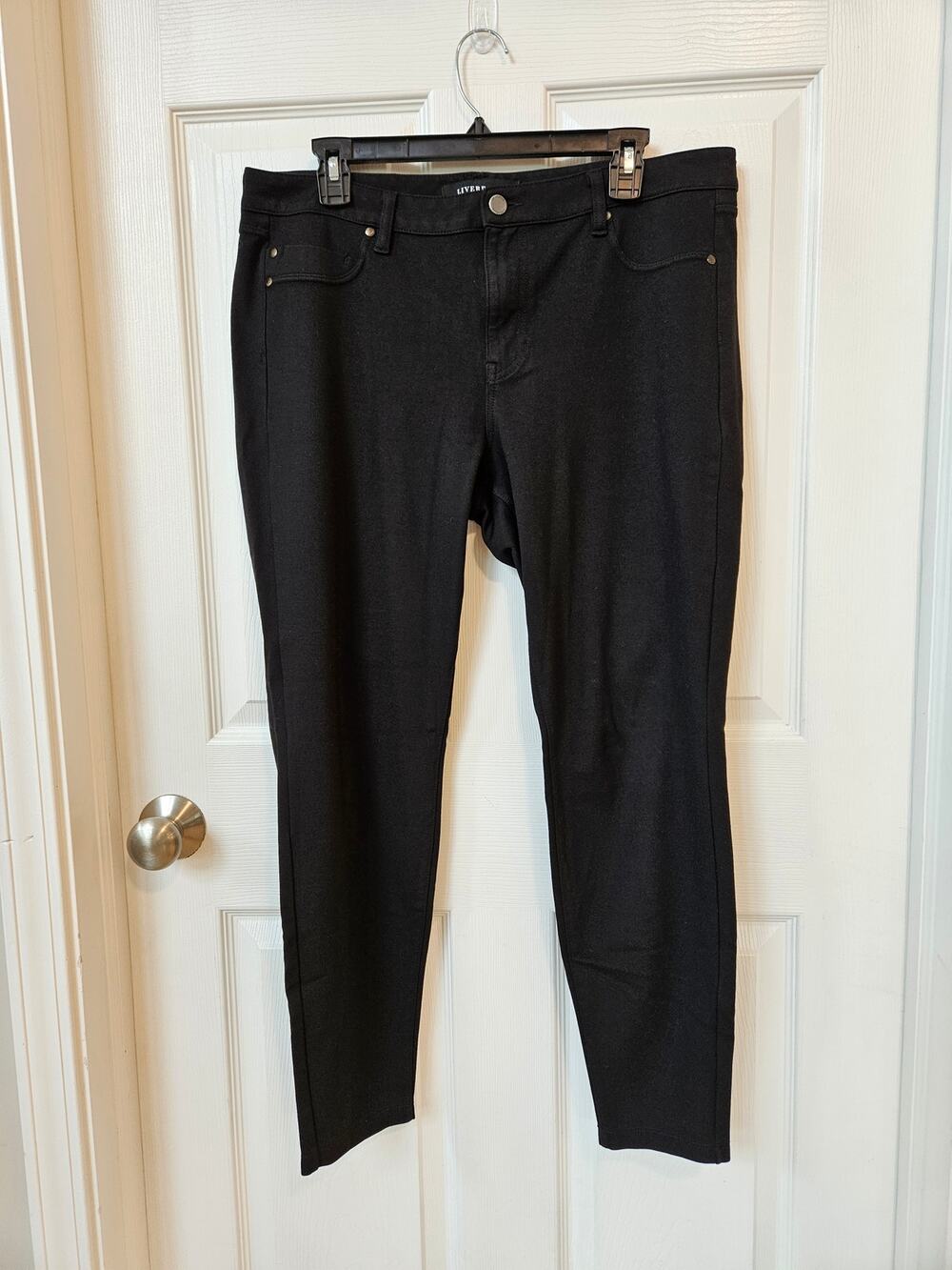 Liverpool Womens Black Skinny Pull On Pants Size 14 Ponte Knit Stretch Jeggings